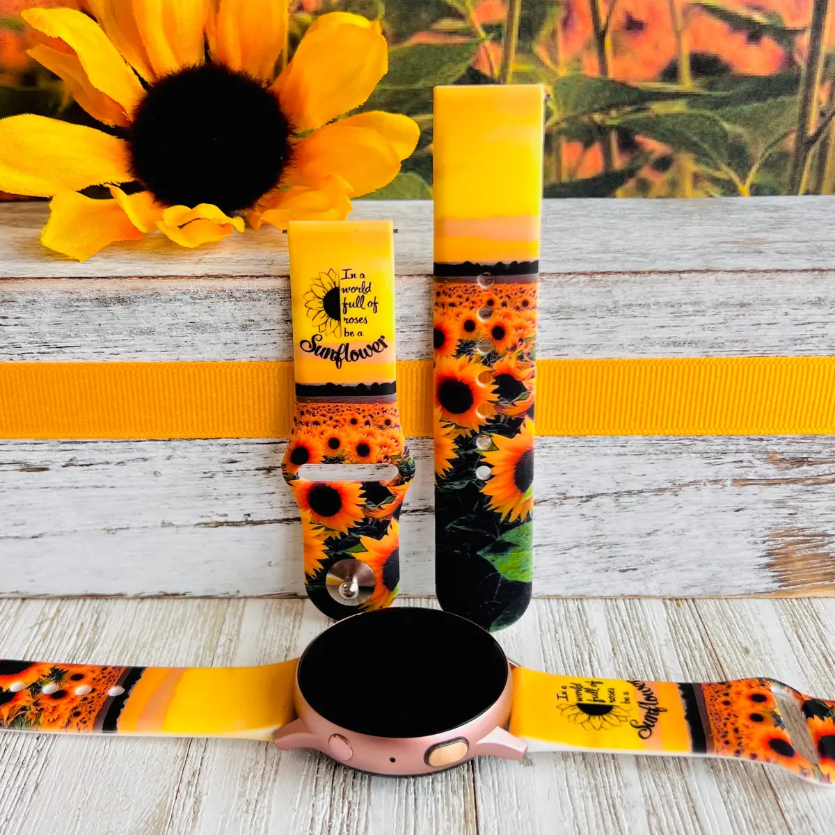 Sunflower Sunset Print Silicone Band For Samsung Watch 1