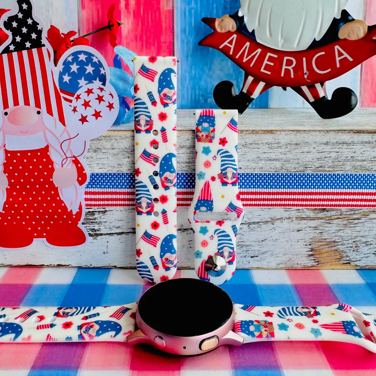 Star Spangled Gnomes Print Silicone Band For Samsung Watch 1