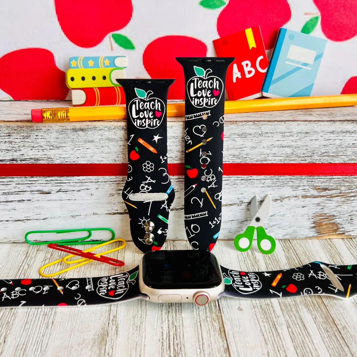 Teach, Love, Inspire Print Silicone Band For Apple Watch 1