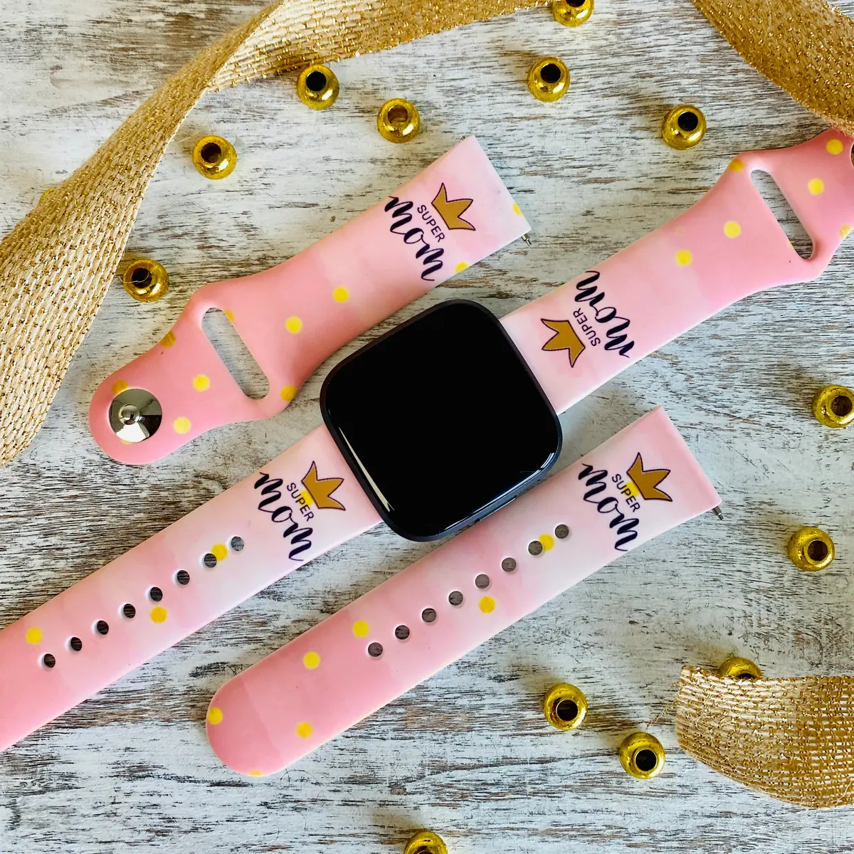 Super Mom Print Silicone Band For Fitbit Versa 1/2 1