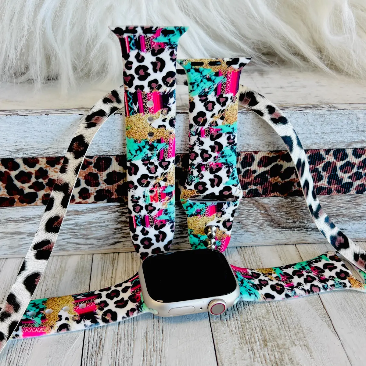 Serape Leopard Print Silicone Band For Apple Watch 1