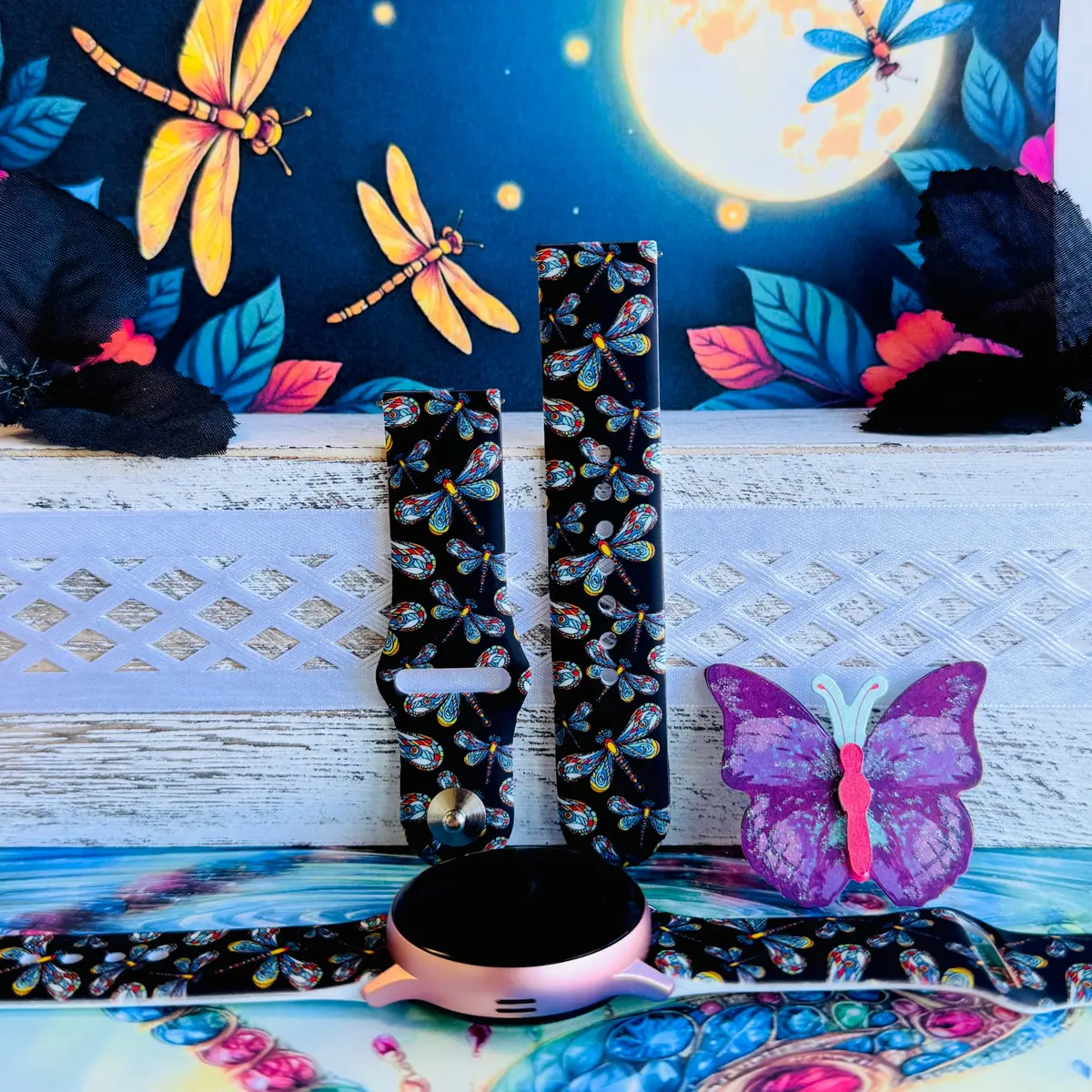 Dragonfly Dreams Print Silicone Band For Samsung Watch 1