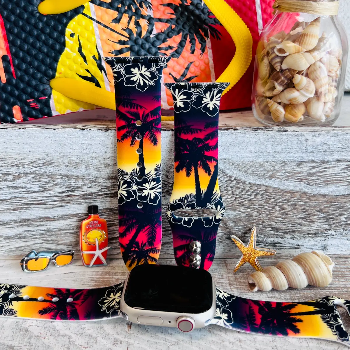 Hawaiian Shirt Print Silicone Band For Apple Watch 1