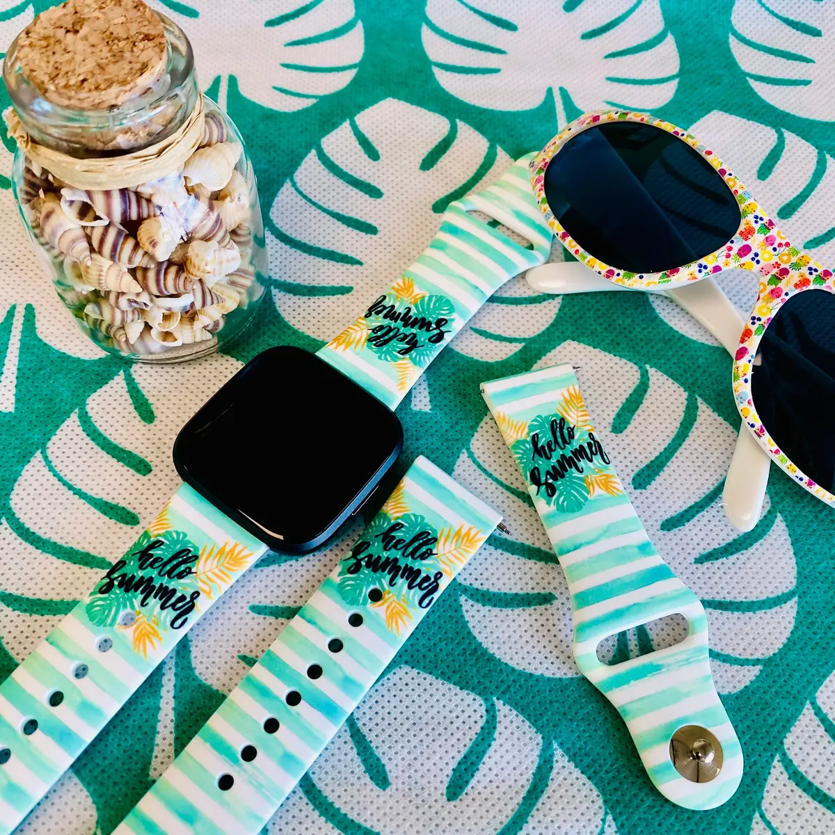 Hello Summer Print Silicone Band For Fitbit Versa 1/2 1