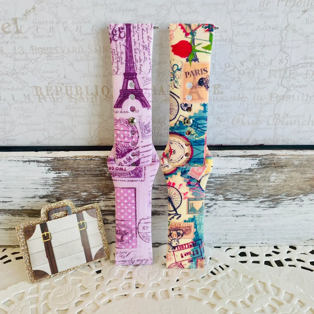 Bon Voyage Print Silicone Band For Samsung Watch Multiple Colors Available 3