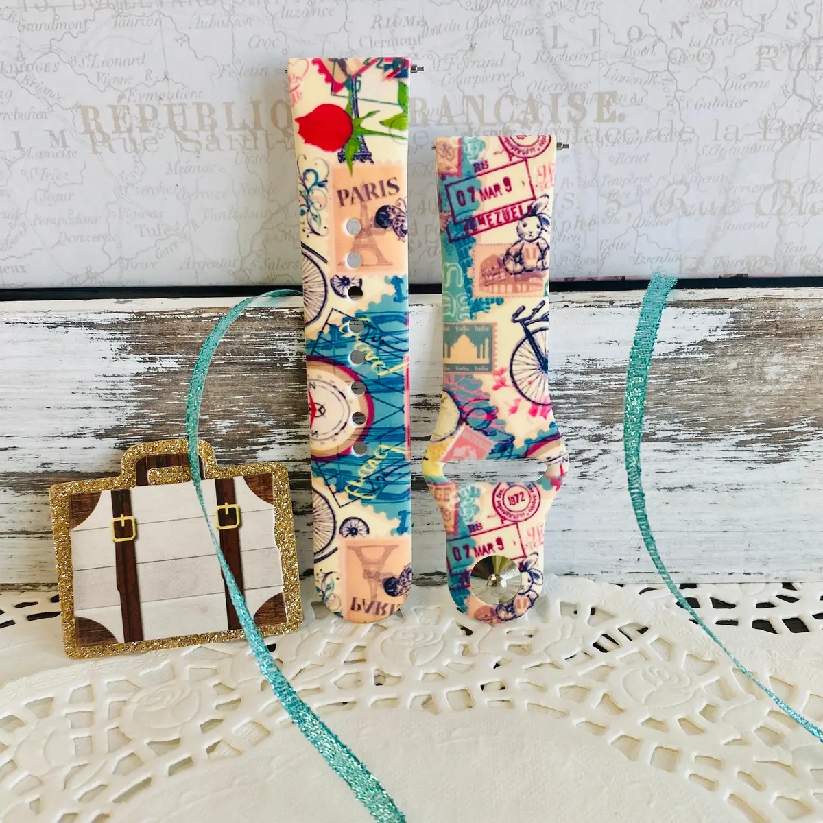 Bon Voyage Print Silicone Band For Samsung Watch Multiple Colors Available 5