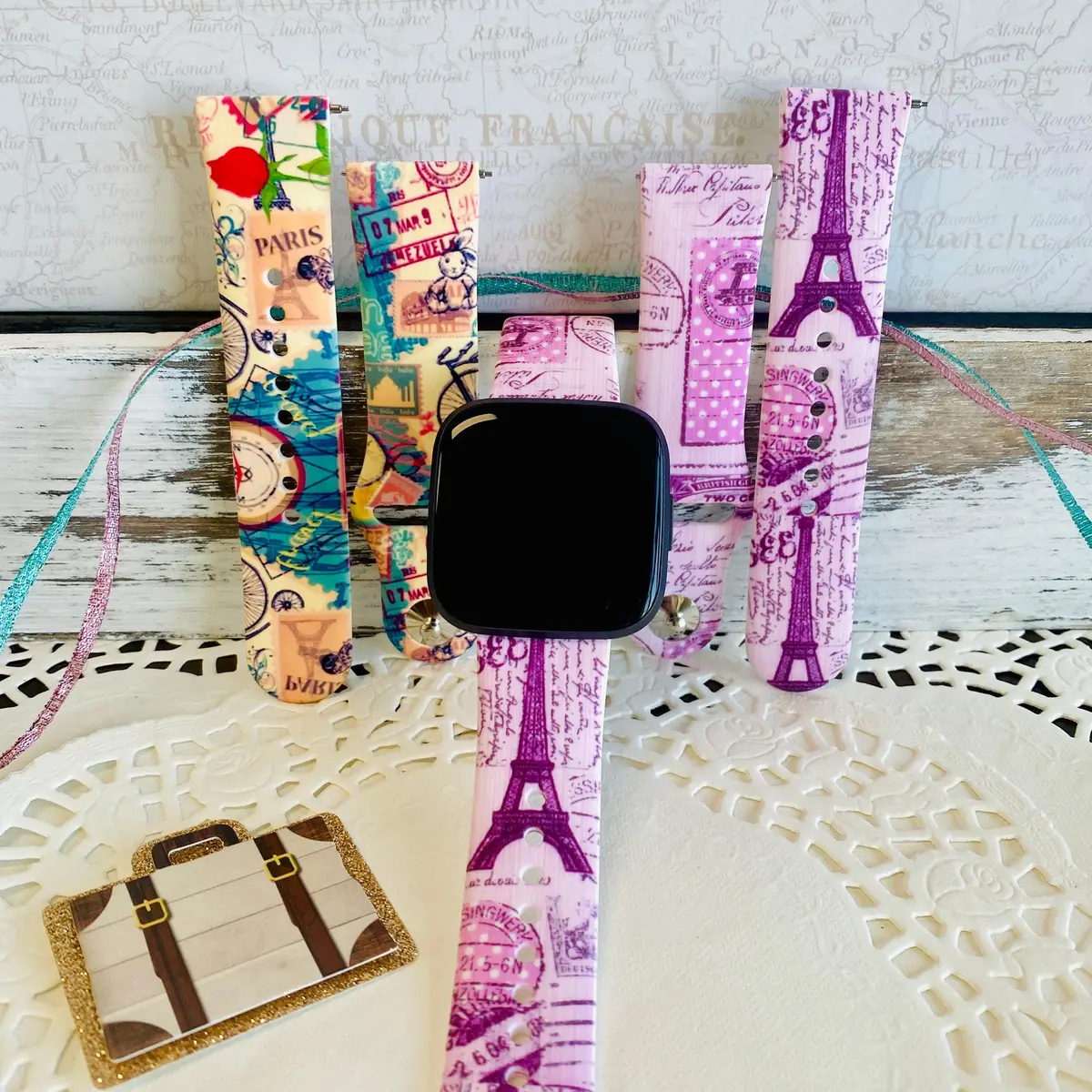 Bon Voyage Print Silicone Band For Fitbit Versa 1/2 Multiple Colors Available 1