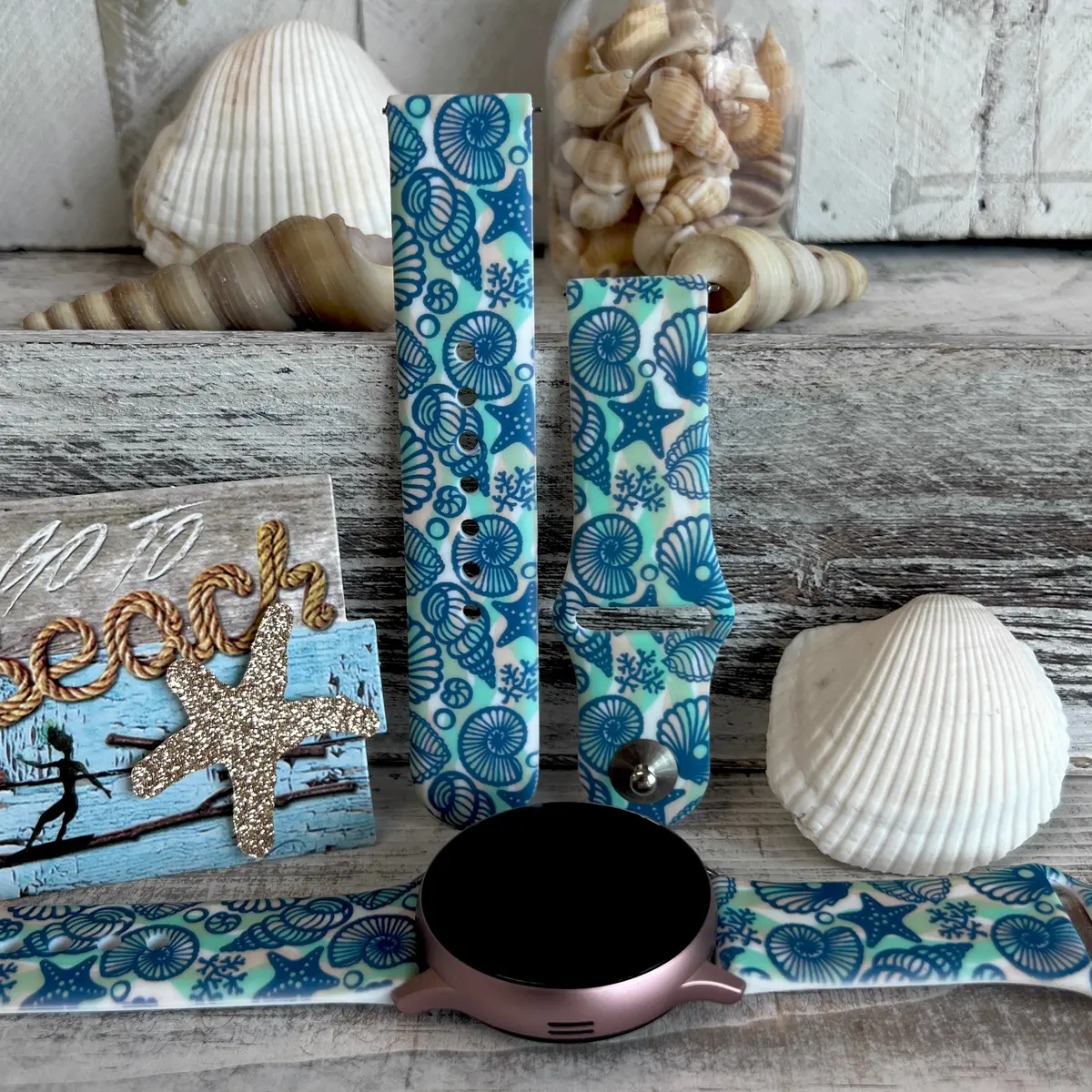 Beachy Seashell Print Silicone Band For Samsung Watch 1