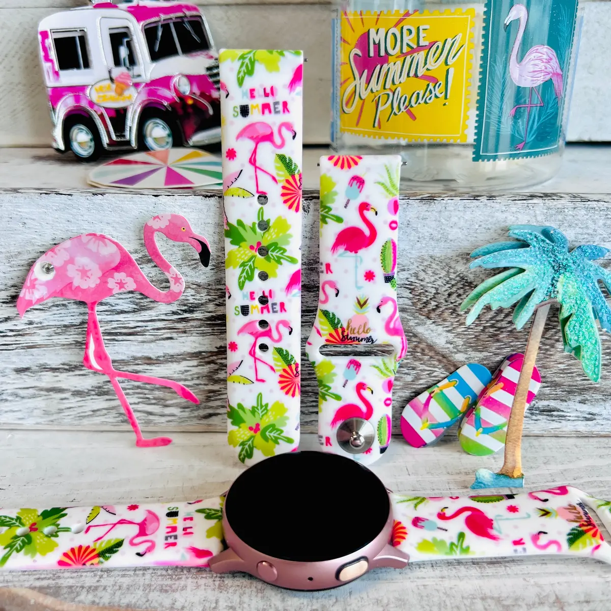 Flamingo Summer Print Silicone Band For Samsung Watch 1