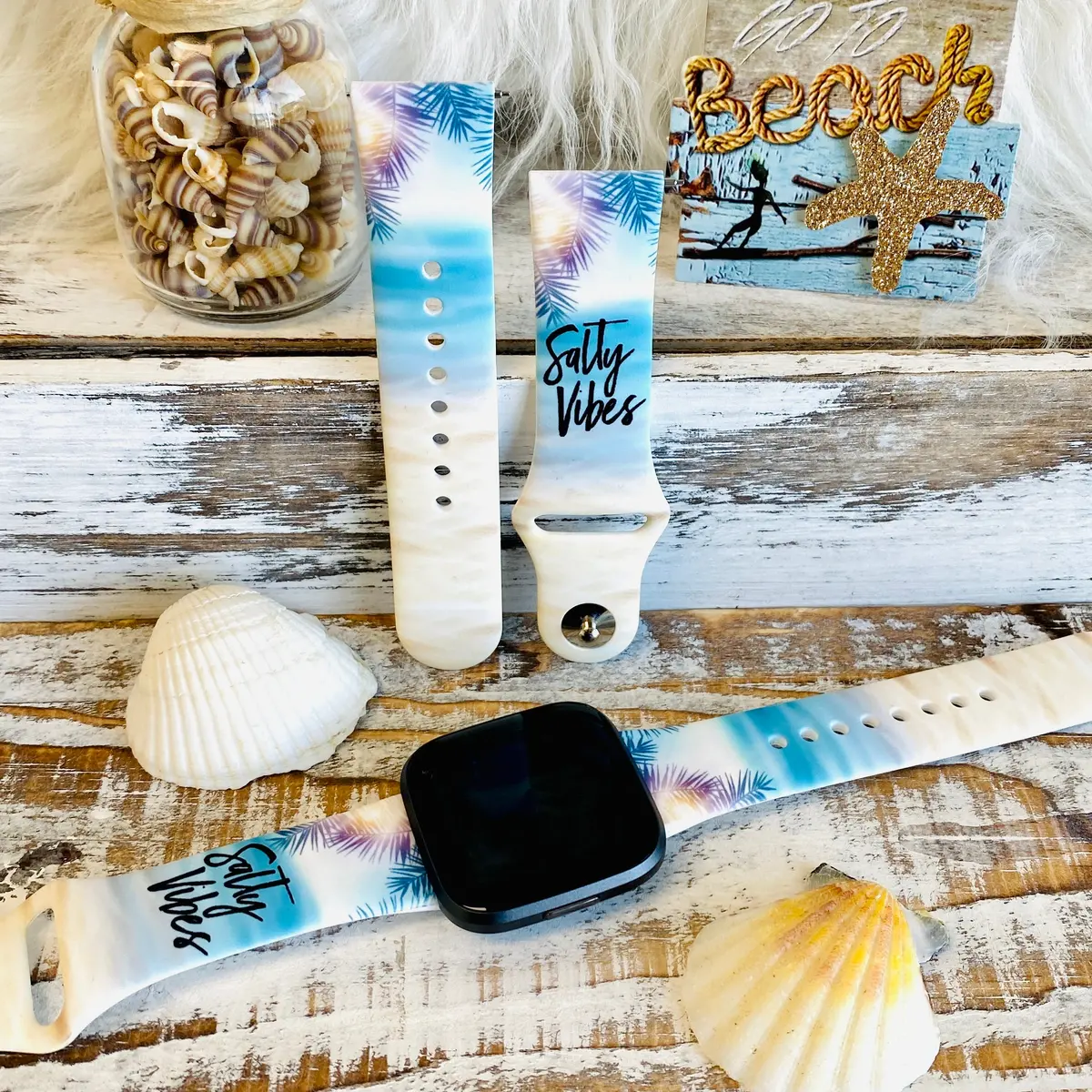 Salty Vibes Print Silicone Band For Fitbit Versa 1/2 1