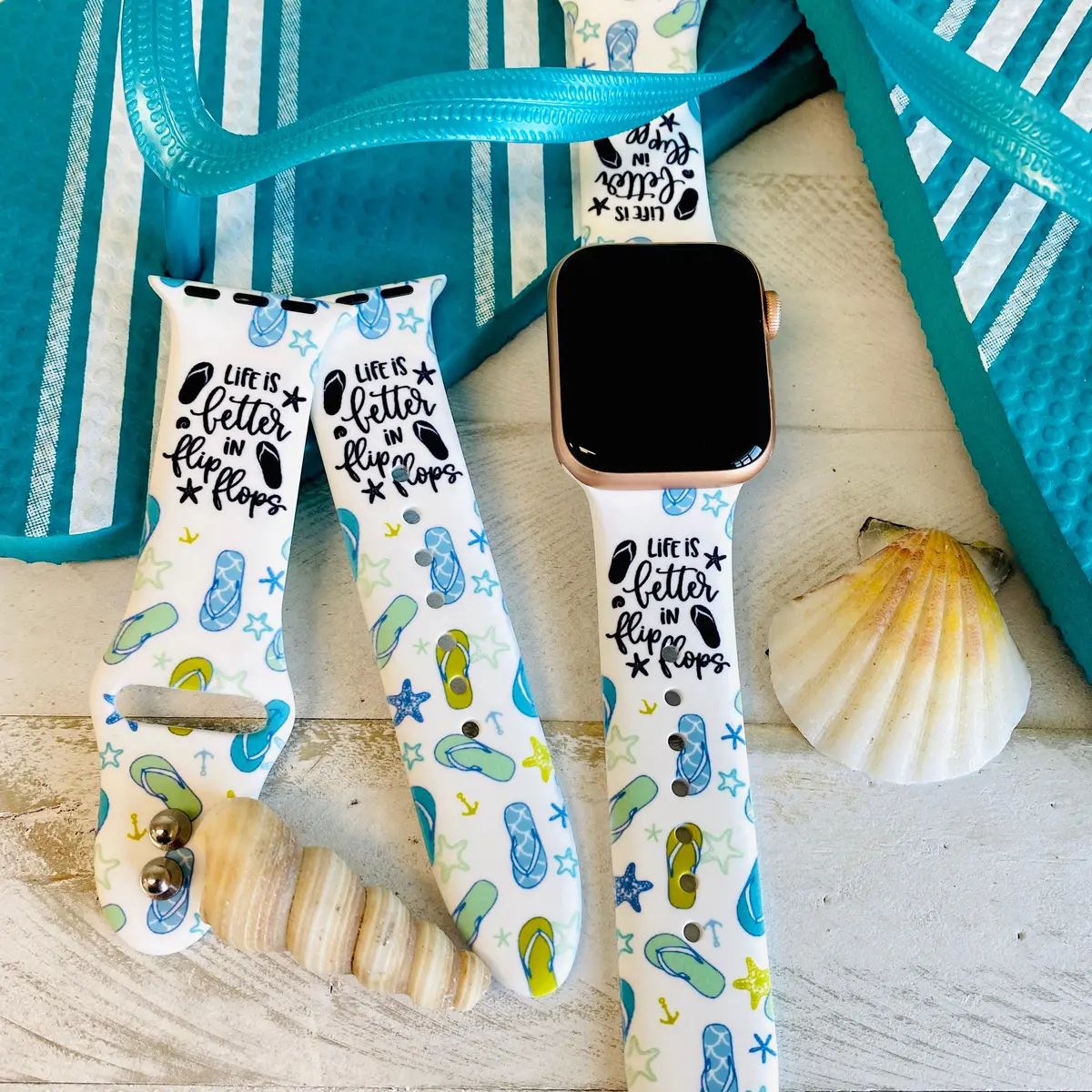 Fancy Flip Flops Print Silicone Band For Apple Watch 1
