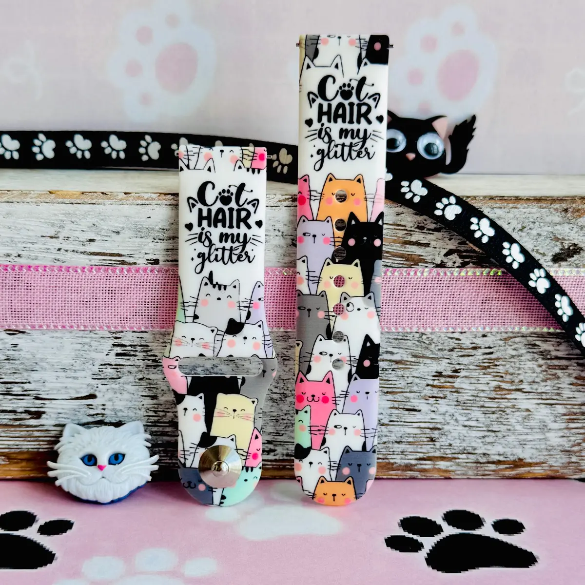Cat Hair Is My Glitter Print Silicone Band For Samsung Watch 4