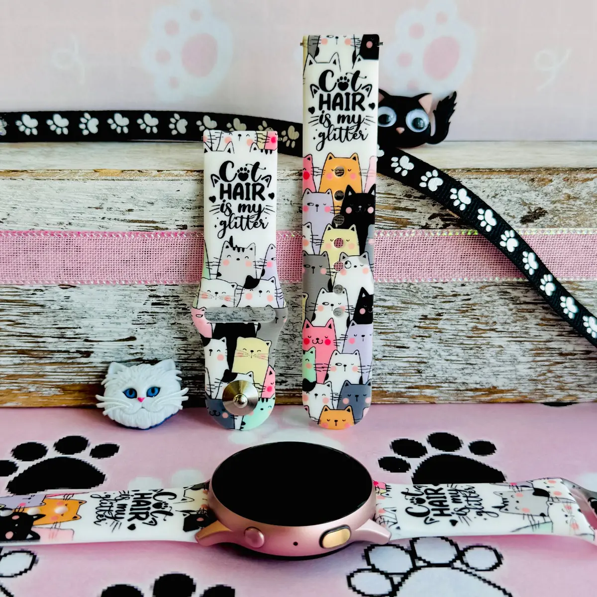 Cat Hair Is My Glitter Print Silicone Band For Samsung Watch 1
