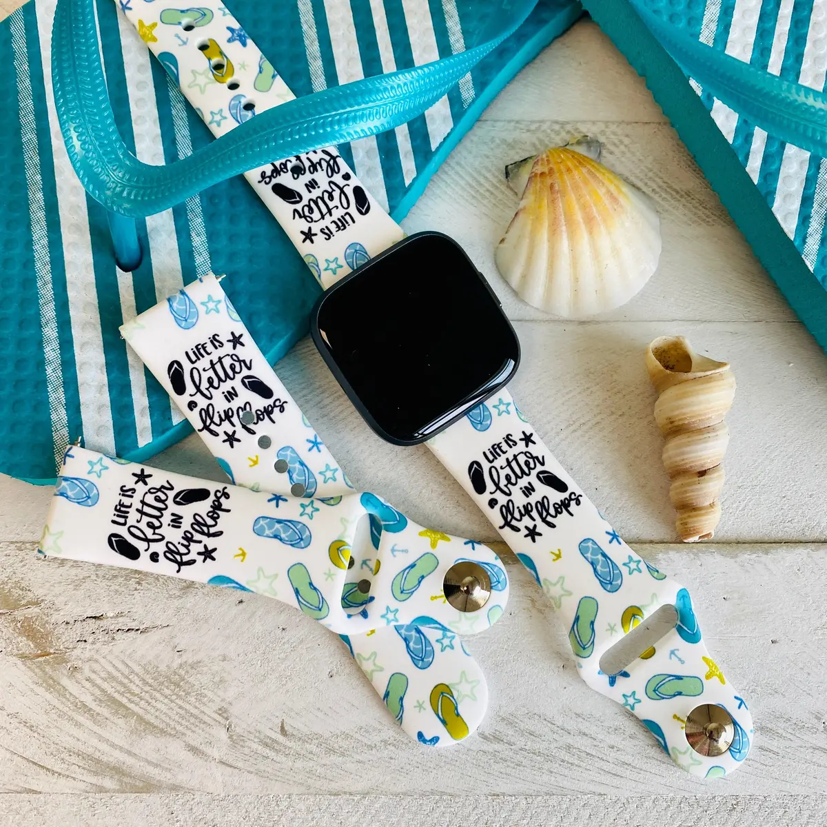 Fancy Flip Flop Print Silicone Band For Fitbit Versa 1/2 1