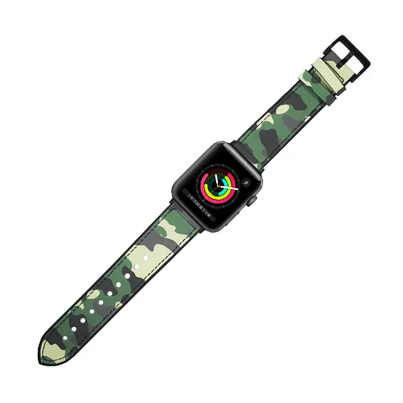 Camouflage Leather Silicone Lined Band For Apple Watch Multiple Colors Available 1