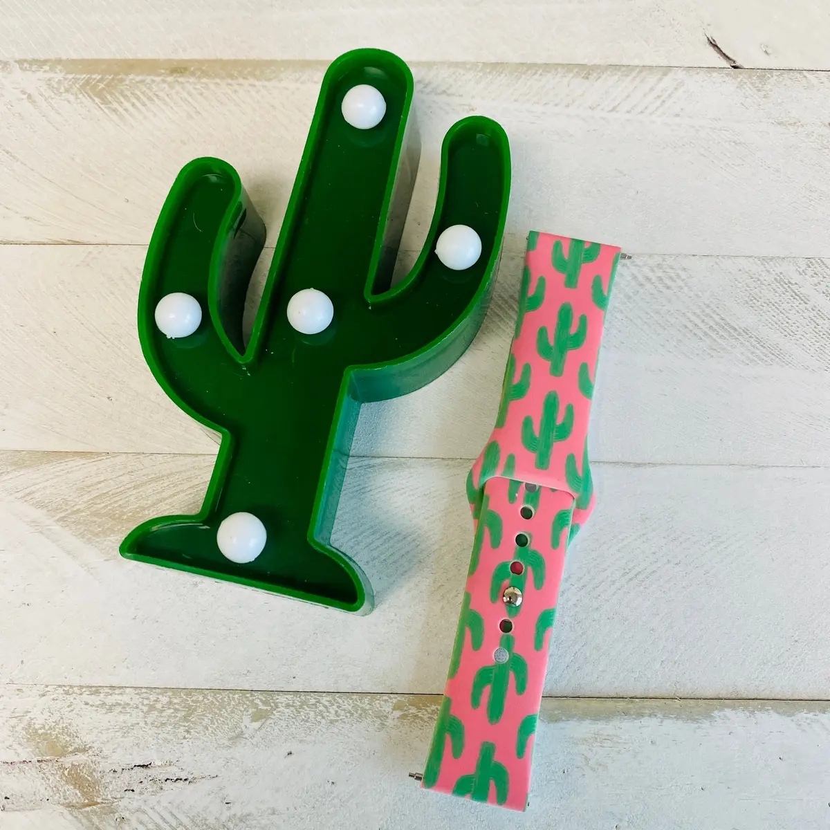 Pretty In Pink Cactus Print Silicone Band For Samsung Watch 4