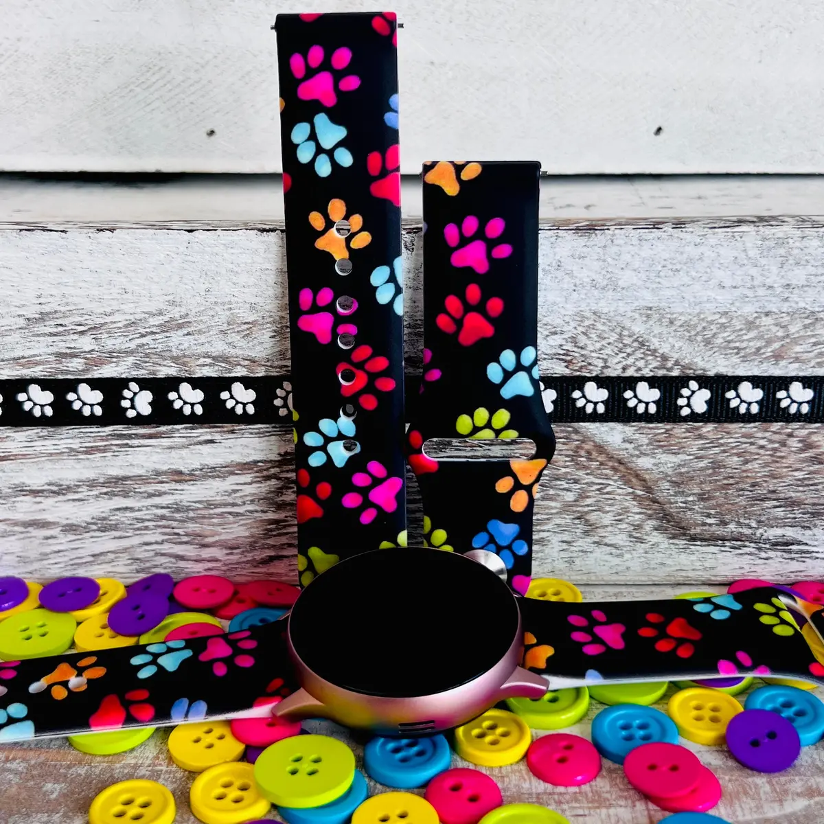 Rainbow Paw Print Silicone Band For Samsung Watch 1