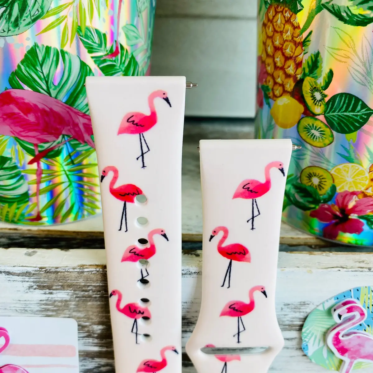 Pink Flamingo Print Silicone Band For Samsung Watch 3