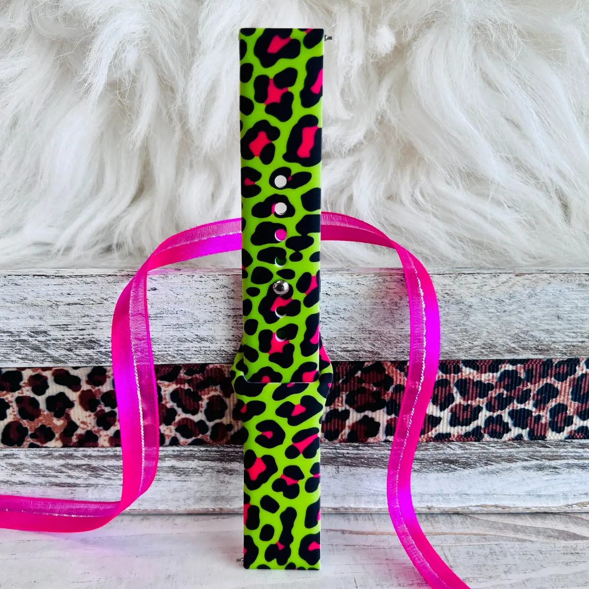 Lime-Ade Leopard Print Silicone Band For Samsung Watch 3