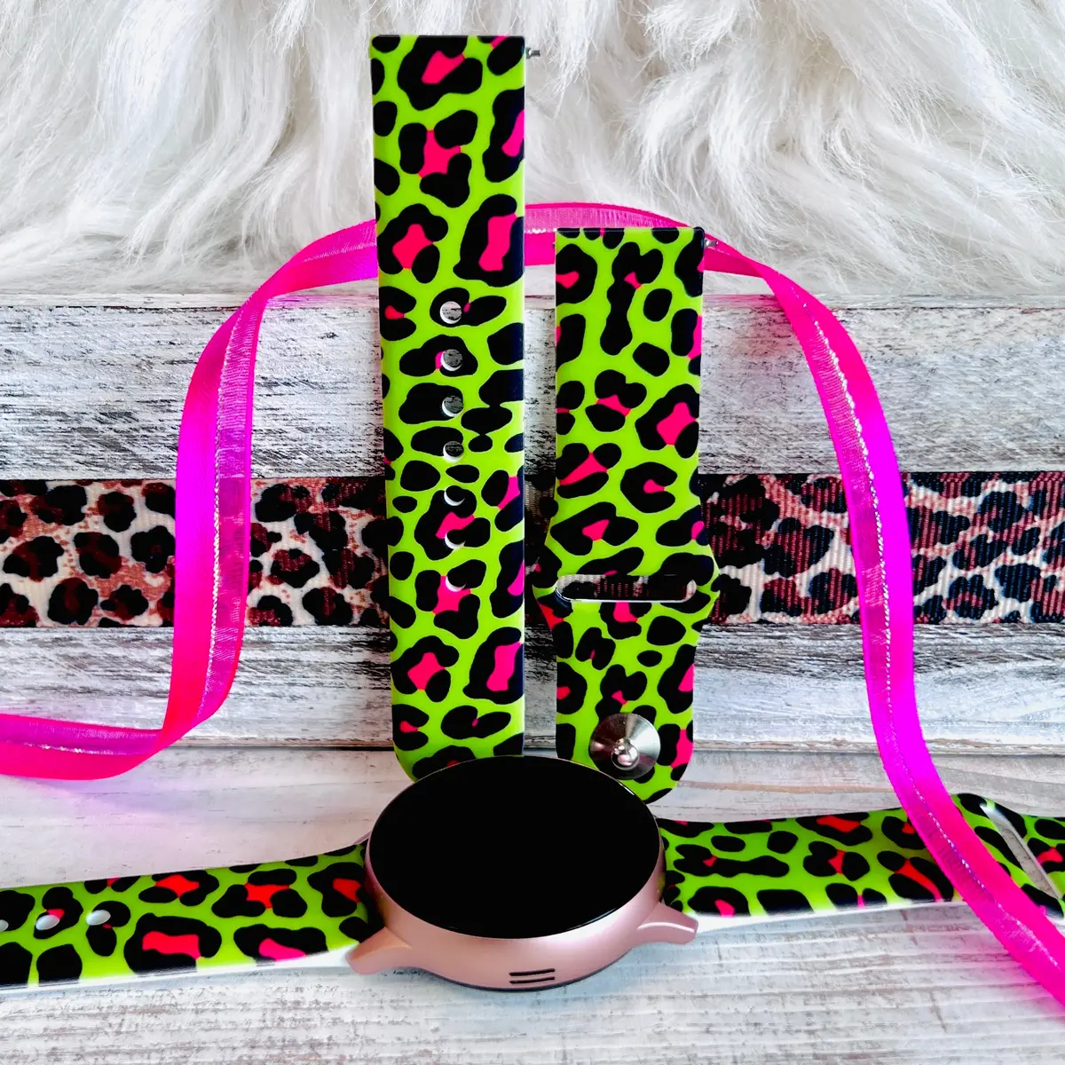 Lime-Ade Leopard Print Silicone Band For Samsung Watch 1