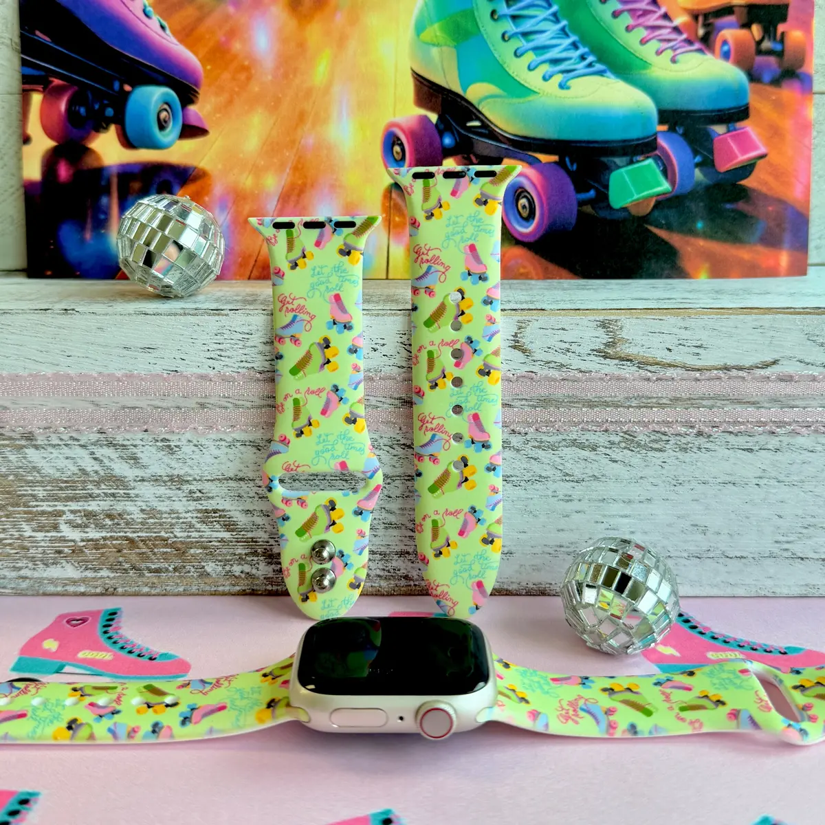 Roller Girl Print Silicone Band For Apple Watch 1