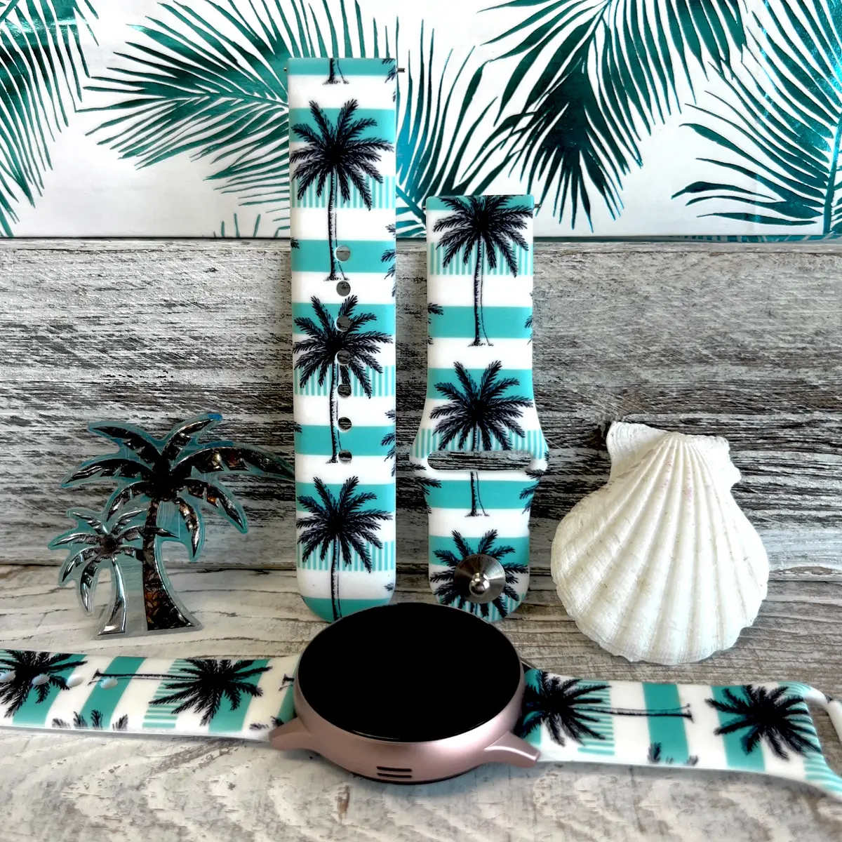Breezy Palm Tree Print Silicone Band For Samsung Watch 1