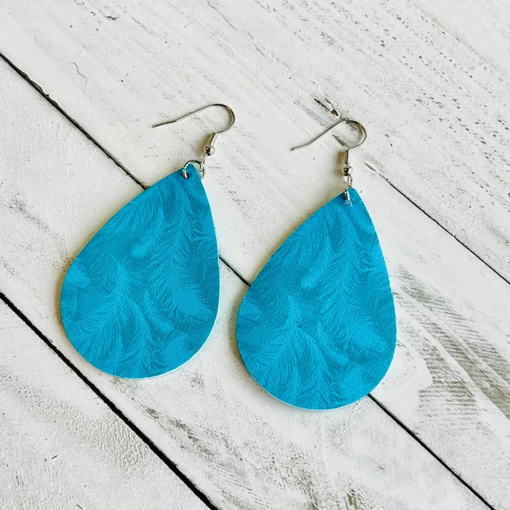 Mystical Feather Faux Leather Teardrop Ear Bling Two Styles Available 1
