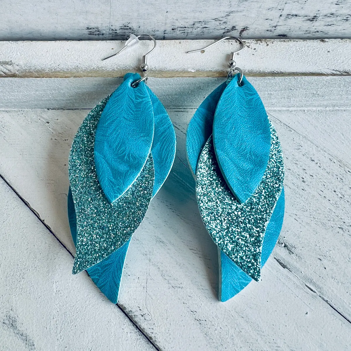 Mystical Feather Faux Leather Teardrop Ear Bling Two Styles Available 2