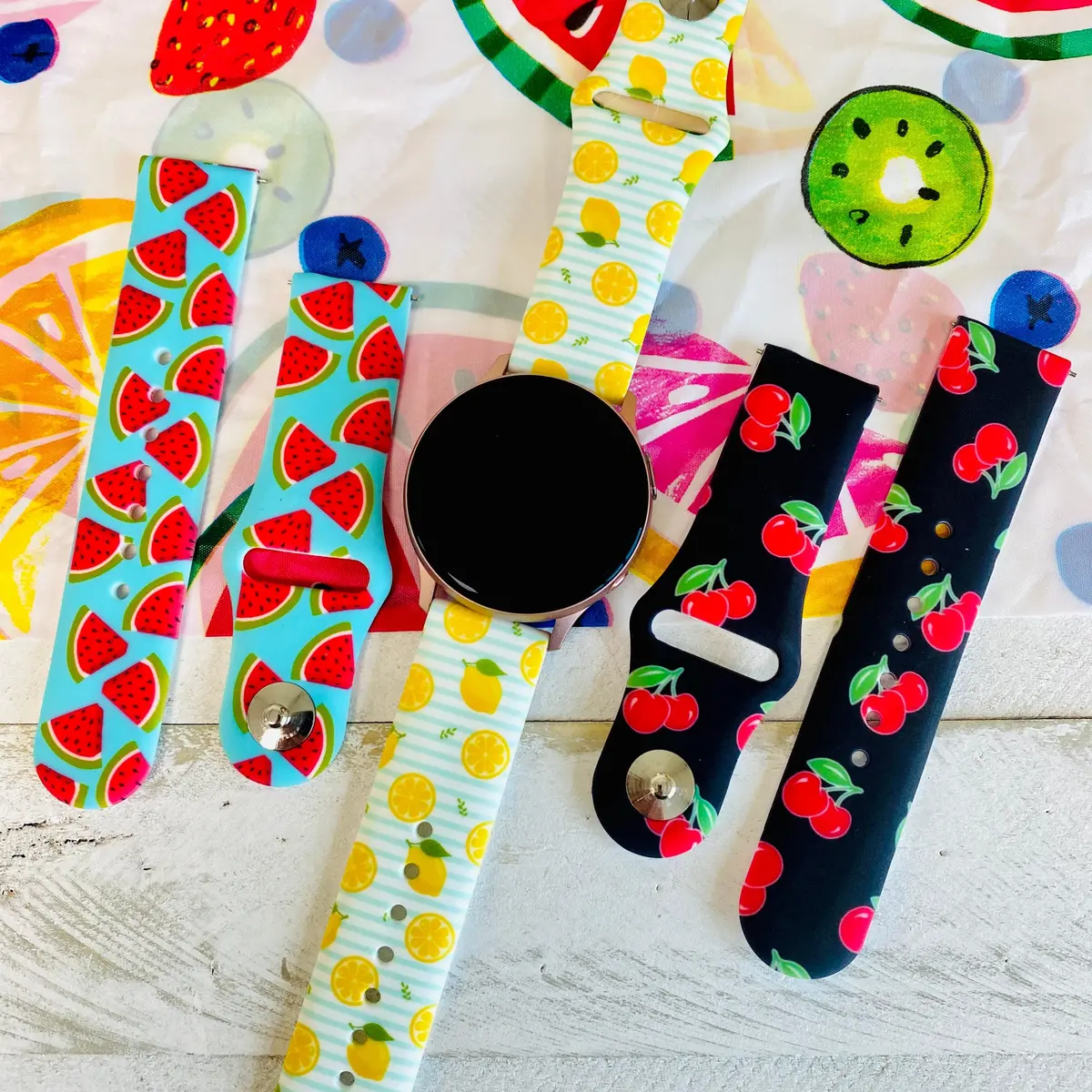 Fancy Fruit Print Silicone Band For Samsung Watch Multiple Colors Available 1