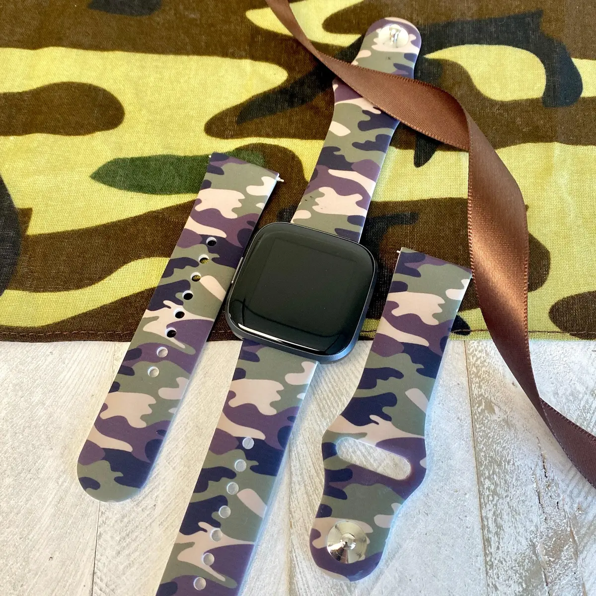 Camouflage Print Print Silicone Band For Fitbit Versa 1/2 1