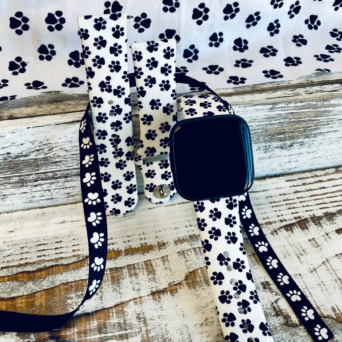 Paw Print Print Silicone Band For Fitbit Versa 1/2 1