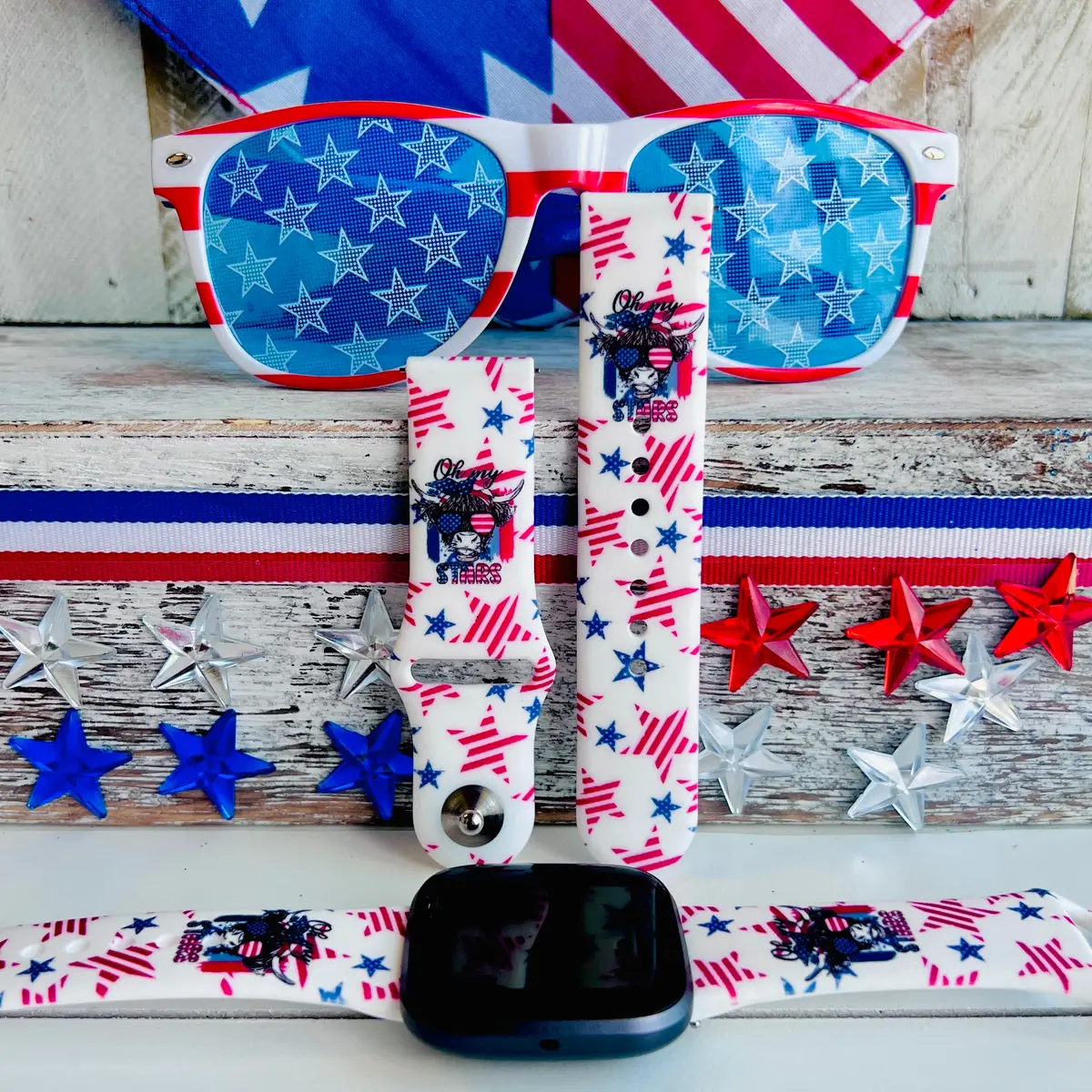 Oh My Stars Print Silicone Band For Fitbit Versa 1/2 1