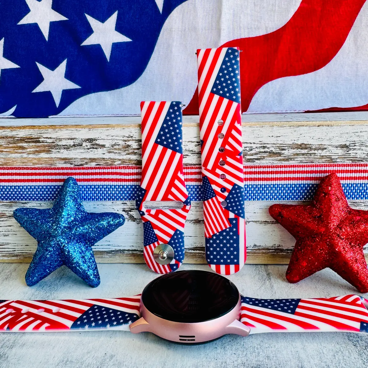American Flag Print Silicone Band For Samsung Watch 1