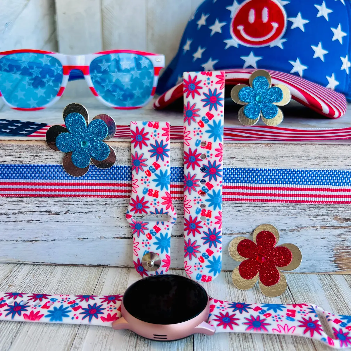 Usa Daisies Print Silicone Band For Samsung Watch 1