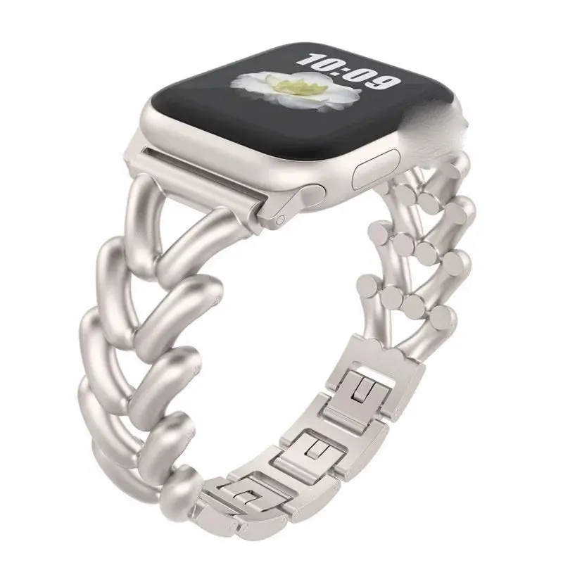 Chic Herringbone Chain Link Steel Bracelet Band For Apple Watch Multiple Colors Available 1