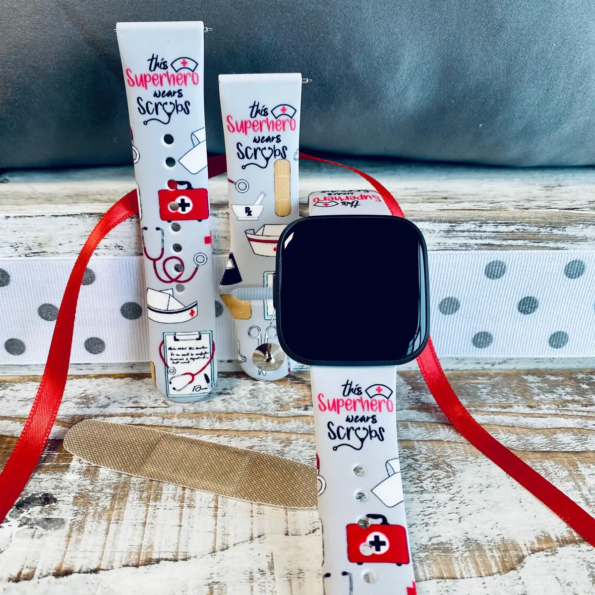 Fancy Scrubs Print Silicone Band For Fitbit Versa 1/2 1