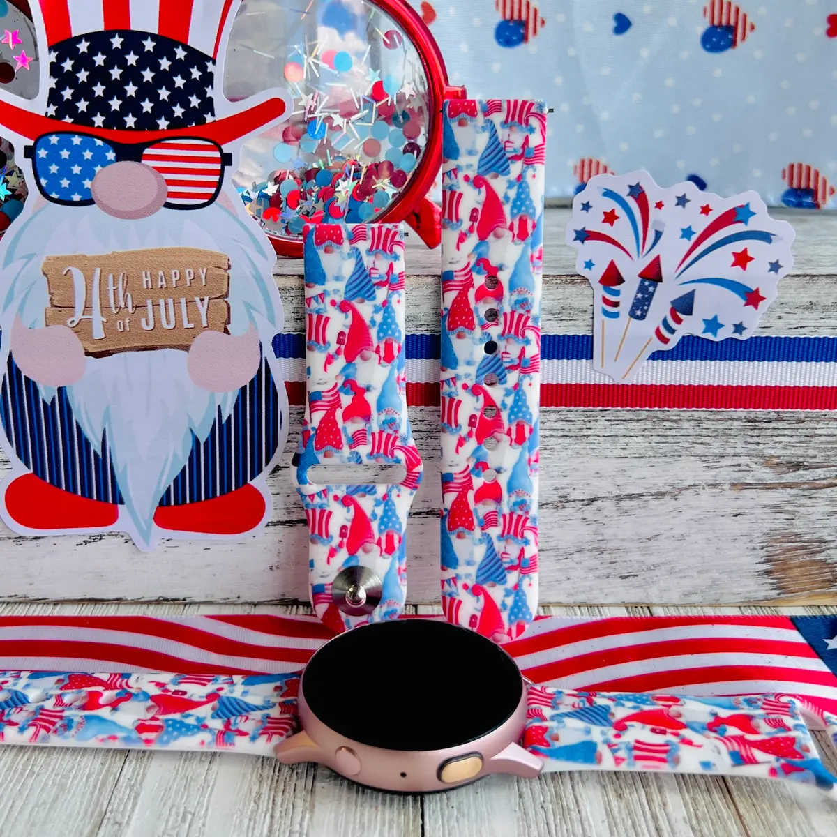 Patriotic Gnomes Print Silicone Band For Samsung Watch 1