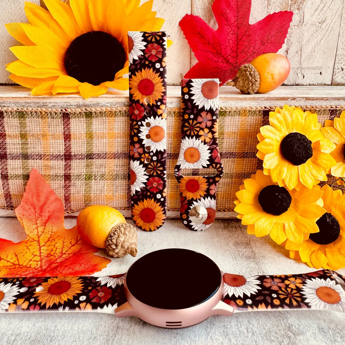 Harvest Sunflower Print Silicone Band For Samsung Watch 1