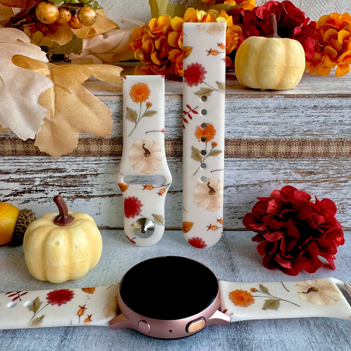 Fall Floral Bliss Print Silicone Band For Samsung Watch 1
