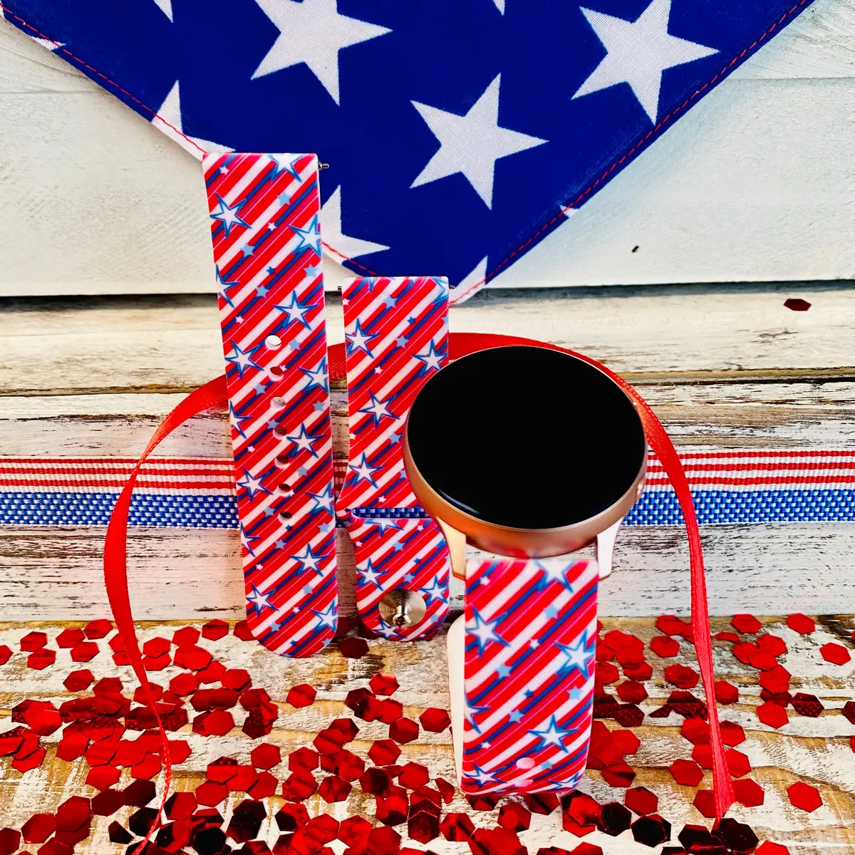 Patriotic Star Print Silicone Band For Samsung Watch 1