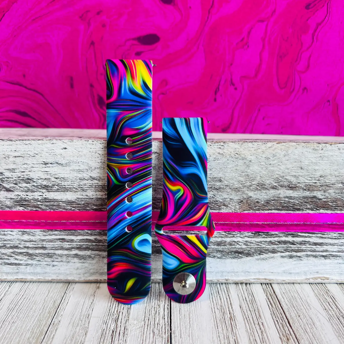 Neon Taffy Print Silicone Band For Samsung Watch 1