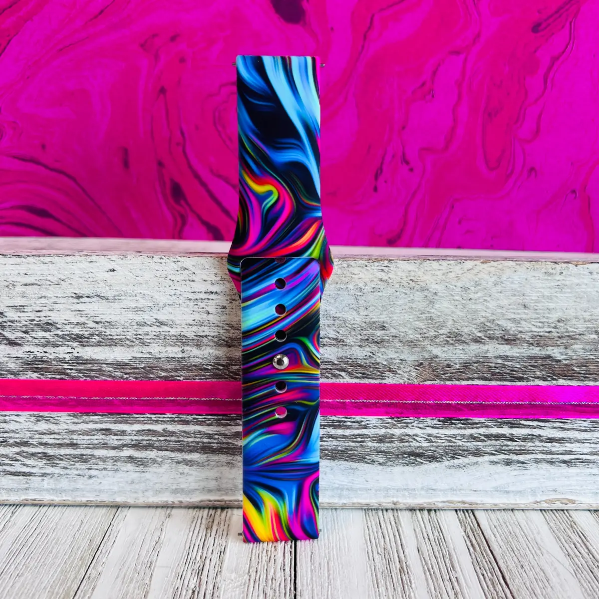 Neon Taffy Print Silicone Band For Samsung Watch 4