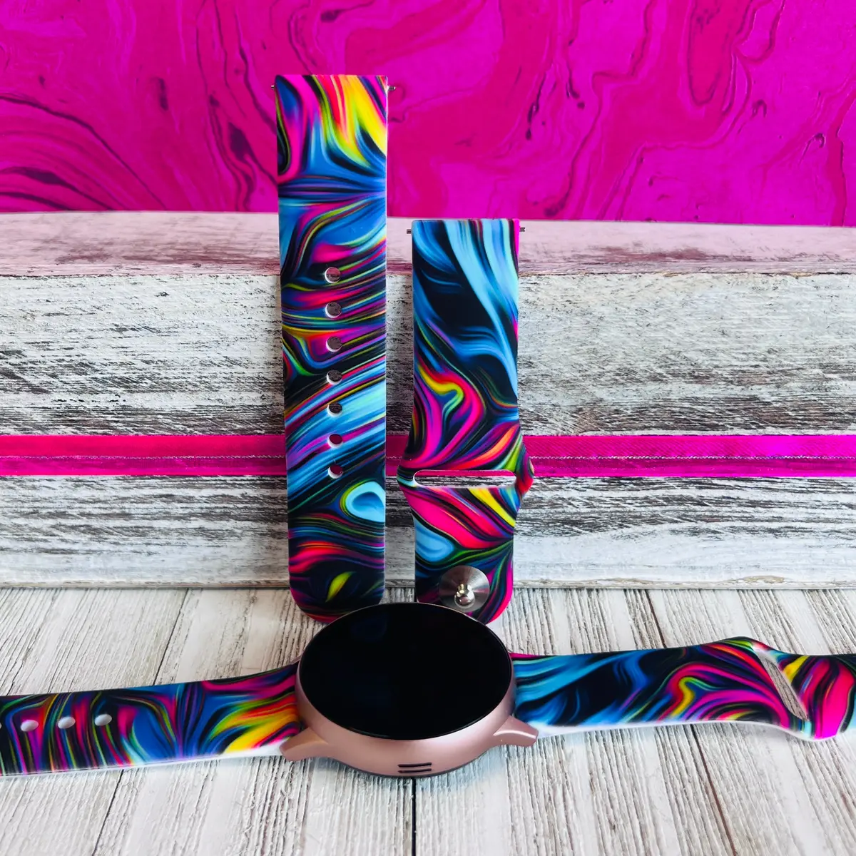 Neon Taffy Print Silicone Band For Samsung Watch 1