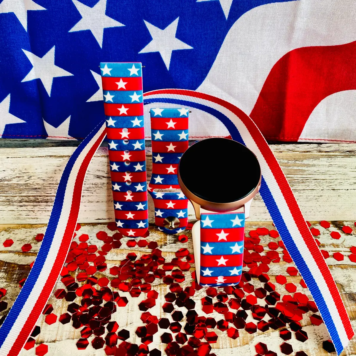 Stars And Stripes Print Silicone Band For Samsung Watch 1