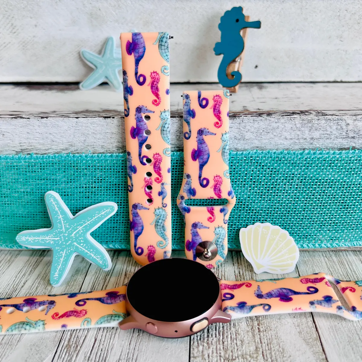 Fancy Seahorses  Print Silicone Band For Samsung Watch 1