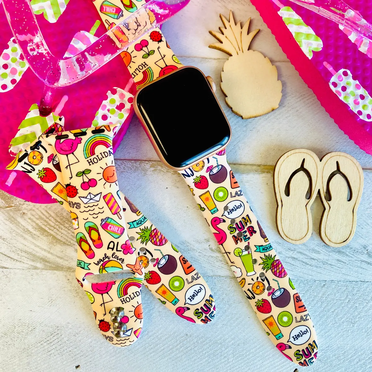 Summertime  Print Silicone Band For Apple Watch 1