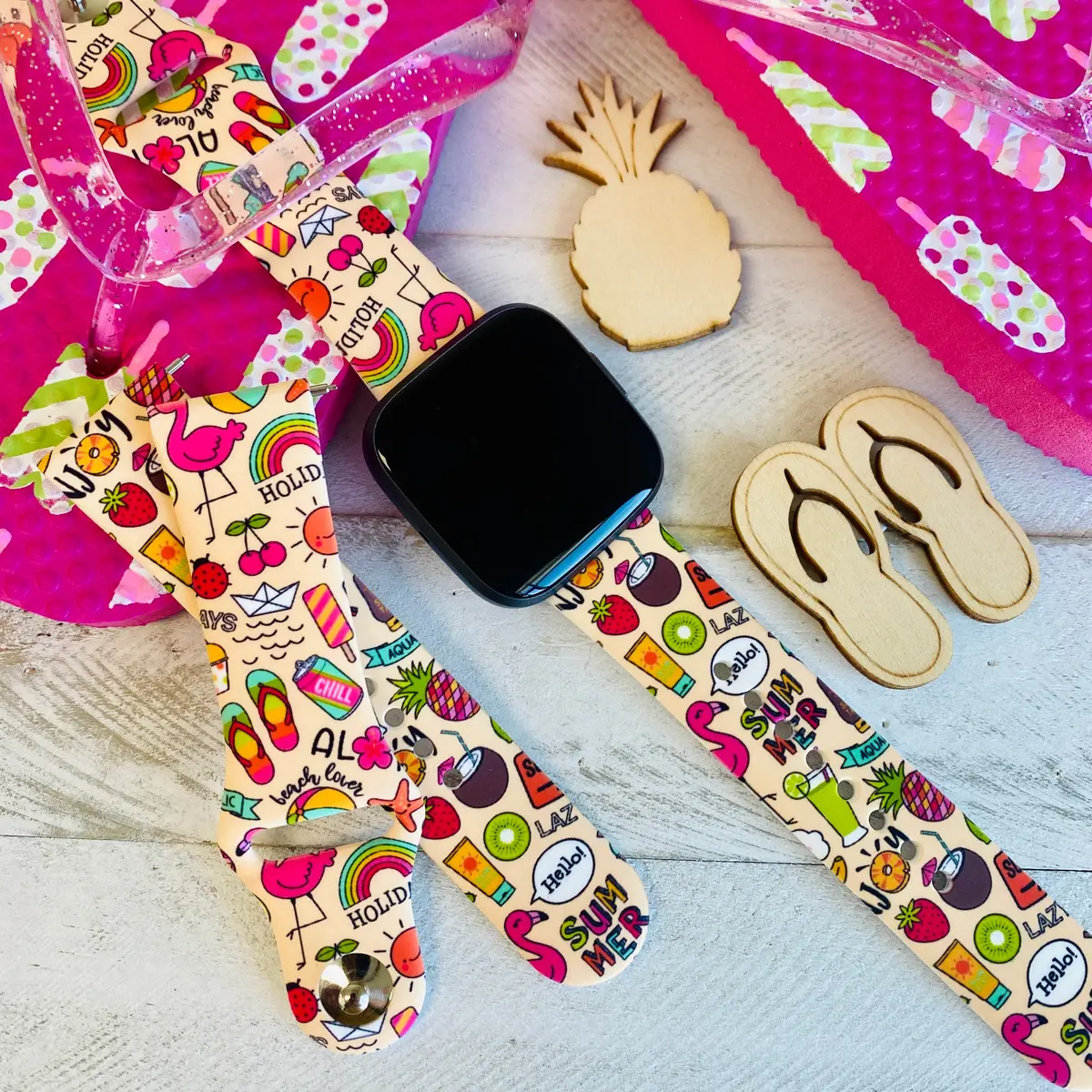 Summertime Print Silicone Band For Fitbit Versa 1/2 1