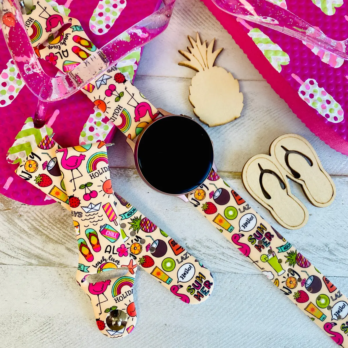 Summertime Print Silicone Band For Samsung Watch 1