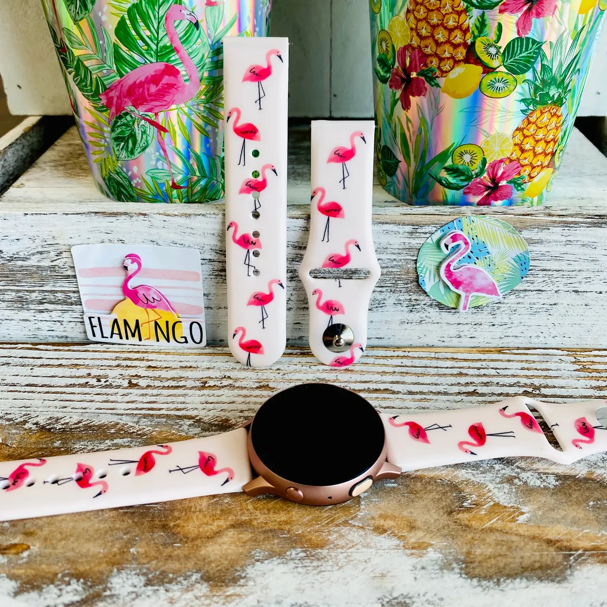 Pink Flamingo Print Silicone Band For Samsung Watch 1