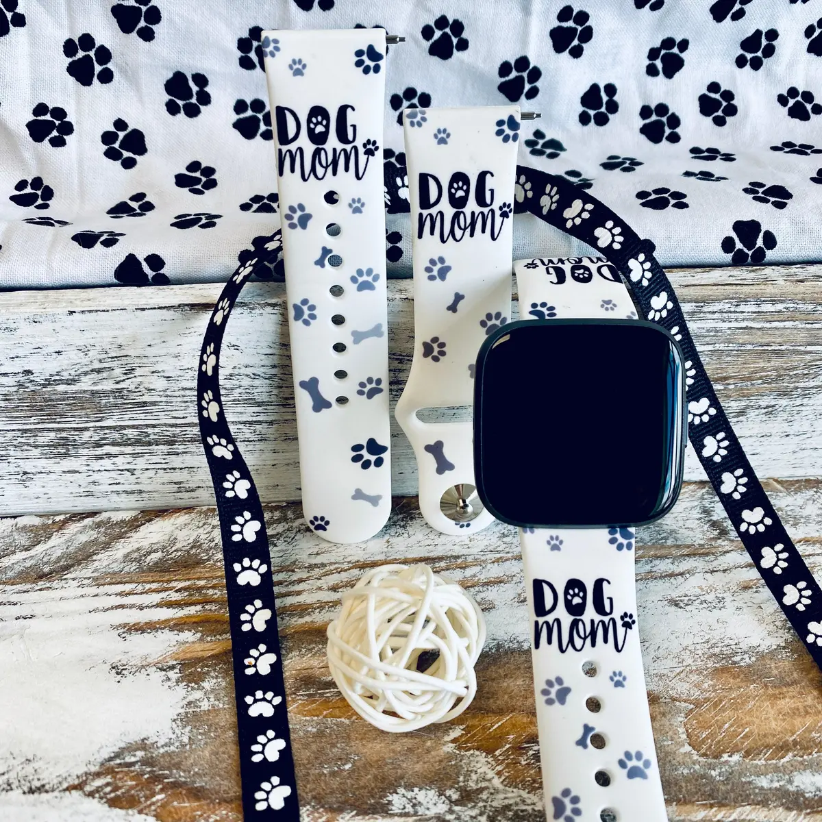 Dog Mom Print Silicone Band For Fitbit Versa 1/2 1
